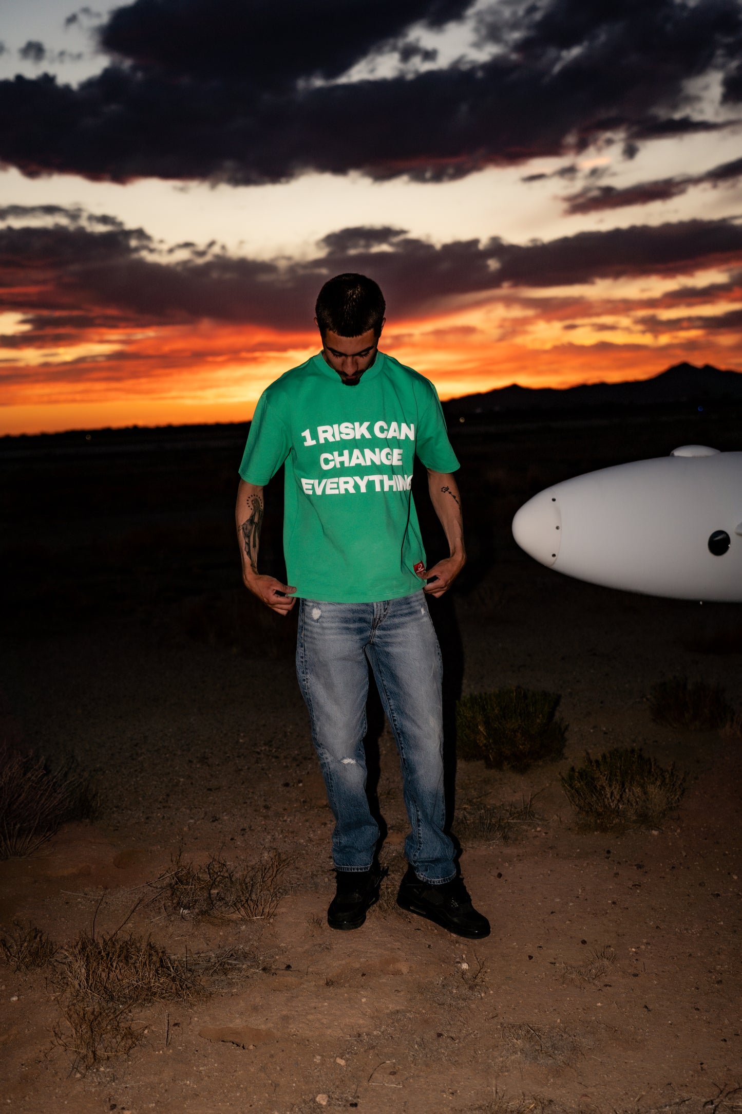 “1 RISK TEE” GREEN